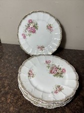Set of 5 GMY106 JOHANN SELTMANN LUNCHEON PLATES Pink  Yellow Roses Gold Trim