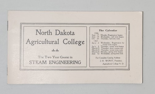Vintage 1906 North Dakota Agricultural College Steam Engineering Course NDSU