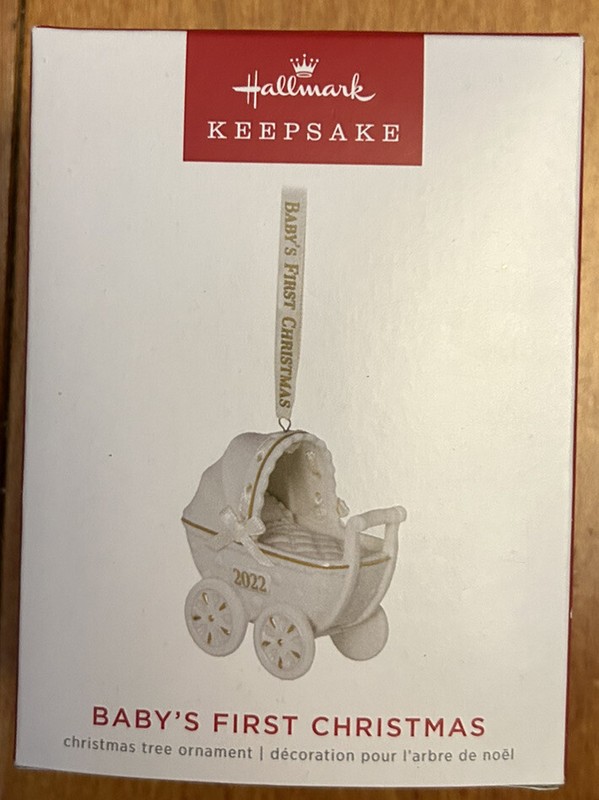 Hallmark Keepsake Ornament 2022 Porcelain Baby's First Christmas Carriage NIB