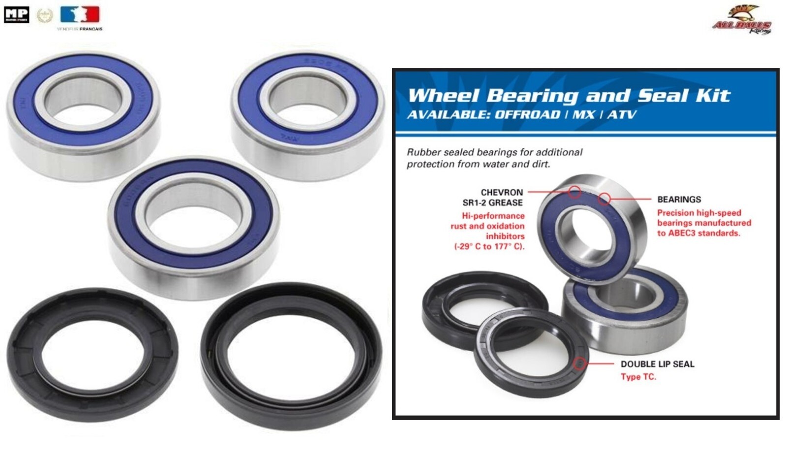 Roulements de roues arriere All Balls et joints etanches pour ZZR 600