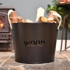 "Brettington" Black Powder Coated Iron Log Holder Wood Basket