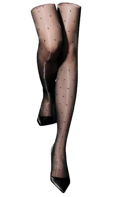 Long-Perfect Women's Thigh High Stockings Shimmery One Size, Polka Dots Black 