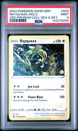 2024 POKEMON SWSH PROMO CROWN ZENITH PREMIUM COLLECTION #029 RAYQUAZA-HOLO PSA 9