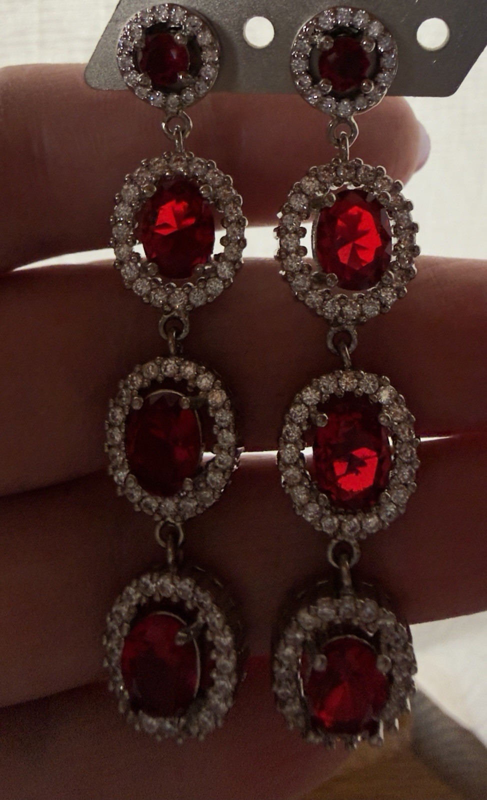 925 Silver Lab-Created Ruby & C Z Dangle Stud  Ea… - image 16