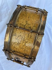 RARE ANTIQUE SLINGERLAND 1920s 30s 6x14 BRASS SNARE DRUM 10 TUBE LUGS Rock Jazz