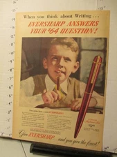 newspaper ad 1947 EVERSHARP pen Skyliner $5.00 $64 question school kid