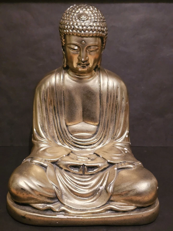 Vintage gilded chalkware or plaster japanese Buddha Statue. 28cm tall. over 2kg - Image 1 of 4