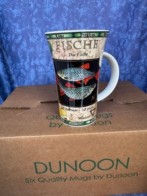 Dunoon MUG  Kaffeebecher  / Milchkaffeetasse Sternzeichen Fische NEU unbenutz