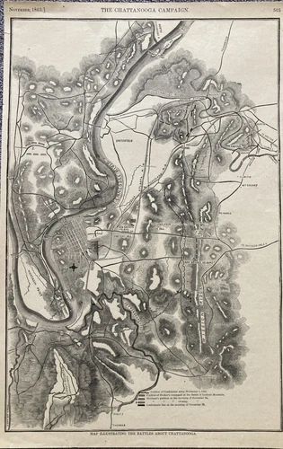 1863 Civil War Map Illustrating The Battles About Chattanooga