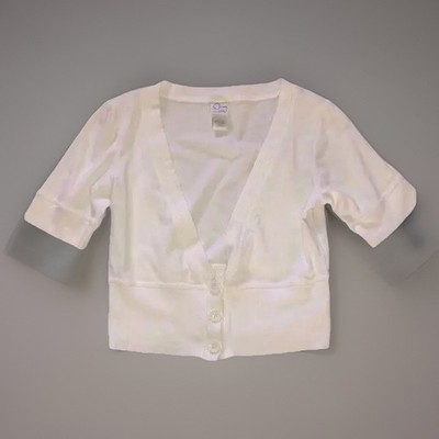 White Cropped Cotton Cardigan Top Women s Small Fashion Bug