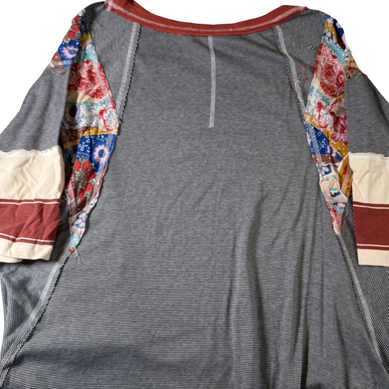 Three Bird Nest Patchwork Raglan Tee Boho Stripe … - image 4