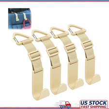 4 Pack Anti-Drop Headrest Hooks, Adjustable Car Seat Organizer Clip,Color: Beige