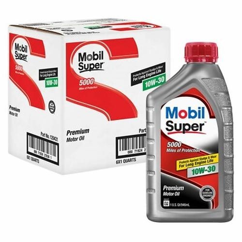 Mobil Super 5000 10W-30 Synthetic Blend Motor Oil, Case of 6-1