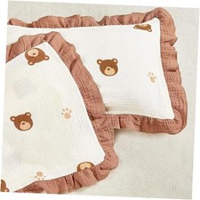 Toddler Pillowcase 13x18 inch 2 Pack Muslin Pillow Covers for Boys Brown Bear