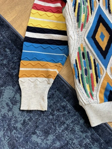 Suéter tejido 3D Carlo Colucci estilo Coogi vintage - raro - Imagen 5 de 17