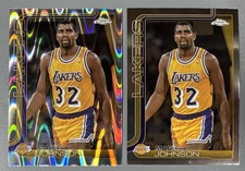 2- 2025-26 Topps Chrome Magic Johnson RayWave Refractor & Base #244 Lakers