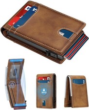 Card Wallet For Men Slim: Smart Rfid Minimalist Front Pocket Pop Up Wallet with