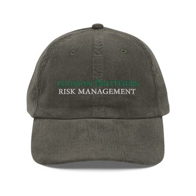 Lehman Brothers Risk Management Hat Vintage Lehman Bros Embroidered Corduroy Cap