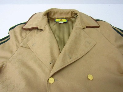 Gucci x adidas Trench Coat Long 715844 Z8A77 Beige Gold Button Men