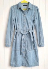 V by Very Denim Midi Shirt Dress Size 12 Light Blue Wash Belted & Button Up Cute