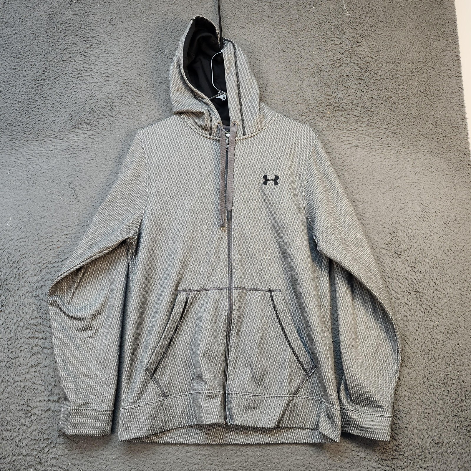 Under Armour Hoodie Mens Small Gray Full Zip Loose Fit Polyester Athletic Jacket