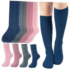 Slouchy Boot Socks for Women, Soft Knit Scrunch Knee High Long Pastel Sweetness