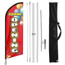 Grand Opening Feather Banner Flag for Business With Pole Kit and Ground Stake...
