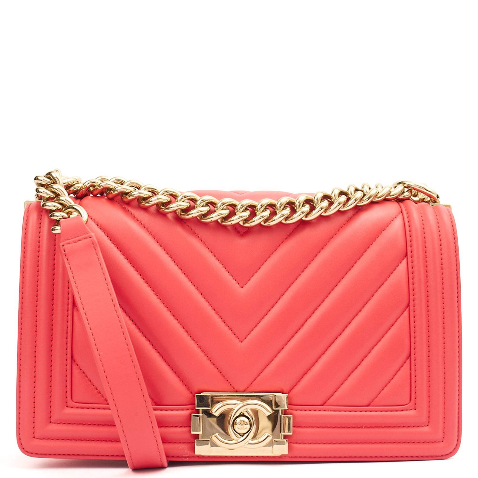Chanel Shoulder Bag Boy - Medium in Pink, Calfskin Leather