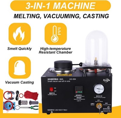2L Jewelry Lost Wax Cast Combination Vacuum Casting Melting Machine 1/3 HP 4CFM