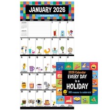 2026 Every Day's A Holiday Wall Calendar - Large Grids for Appointments and S...