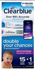 Clear blue Digital 15 Ovulation Tests  1 Pregnancy Test EXP 9/2027 Box Damaged