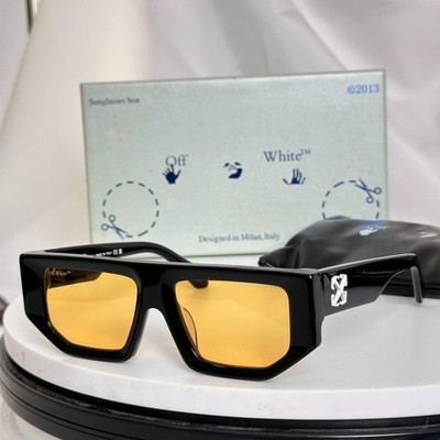 Off White OERI013F Unisex Sunglasses 53 17 145 Black Frame Yellow Lens