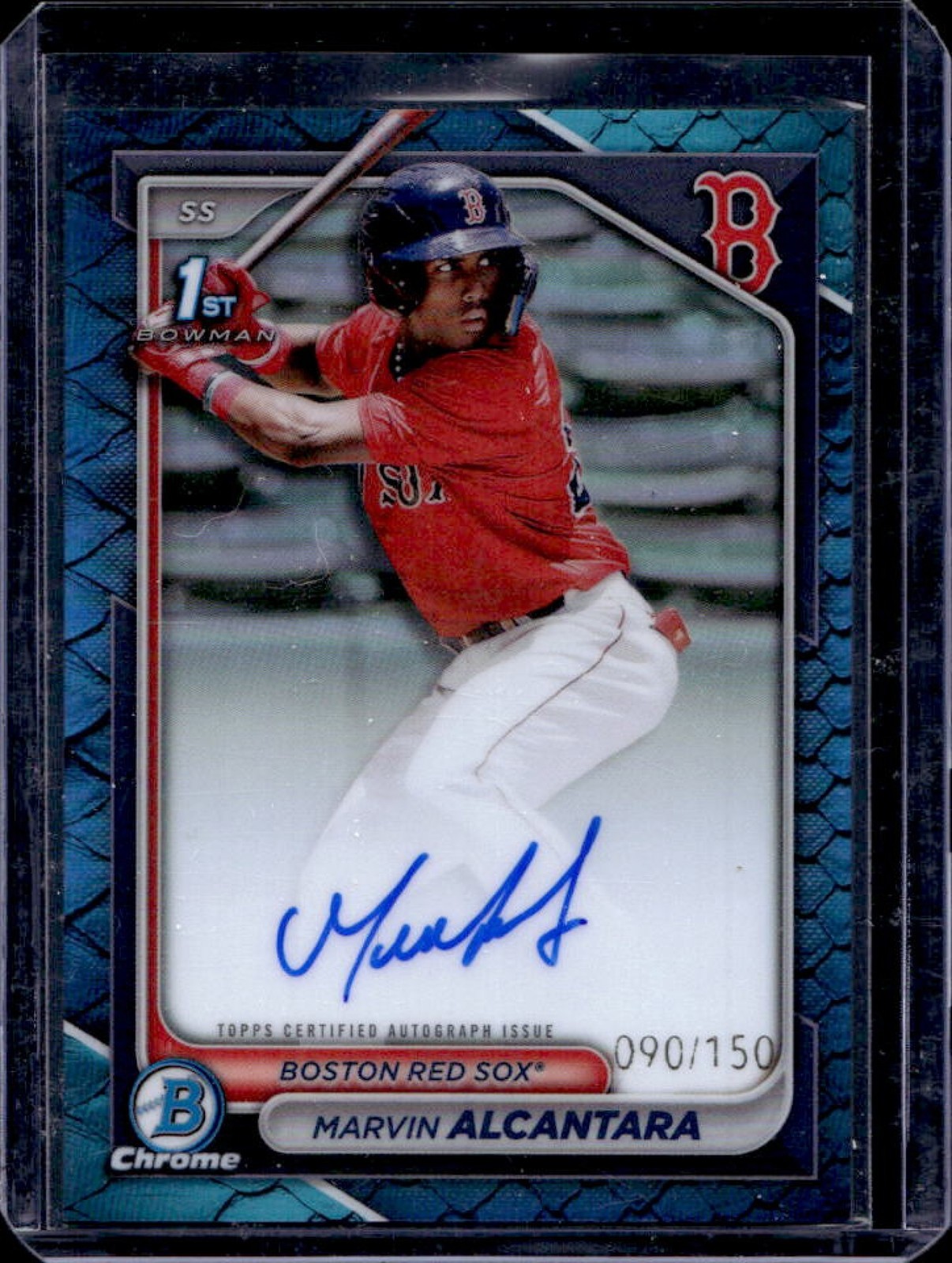 2024 Bowman Chrome Marvin Alcantara Auto Reptilian Blue Refractor 1st #90/150