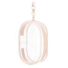 Figure Display Bag with Keychain, 3 x 4.3 x 7.3" Oval Dolls Bag, Peach Pink