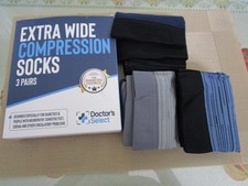 Doctor  s Select Extra Wide Compression Socks 3 Pairs XL Line Patterns Black Grey