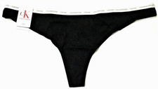 large - NWT Calvin Klein black cotton thong panty logo 15 tag d153 a
