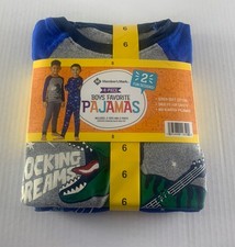 Boys 4-piece Pajamas Set New Size 6 Dinosaur Blue Gray 2 Tops 2 Pants