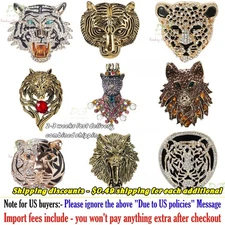 Hot Sale Rhinestone Leopard Pin Tiger Badge Wolf Brooch Gift Jewelry Accessories
