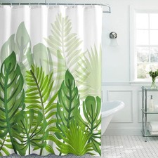 Green Plant Shower Curtain Tropical Palm Green Leaf Shower Curtain 3D Botanical
