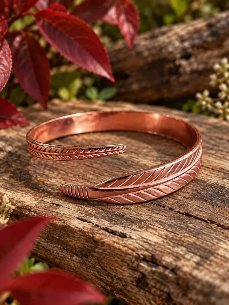 Pure Copper Bracelet - Feather/Leaf - Adjustable