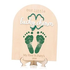 Our - Newborn First Holiday Milestone Signs, Little Lucky Charm Footprint