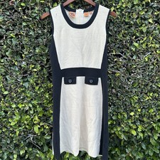 Tory Burch Sheath Dress M Ivory 100% Wool Sleeveless Quiet Luxury Regal Chic