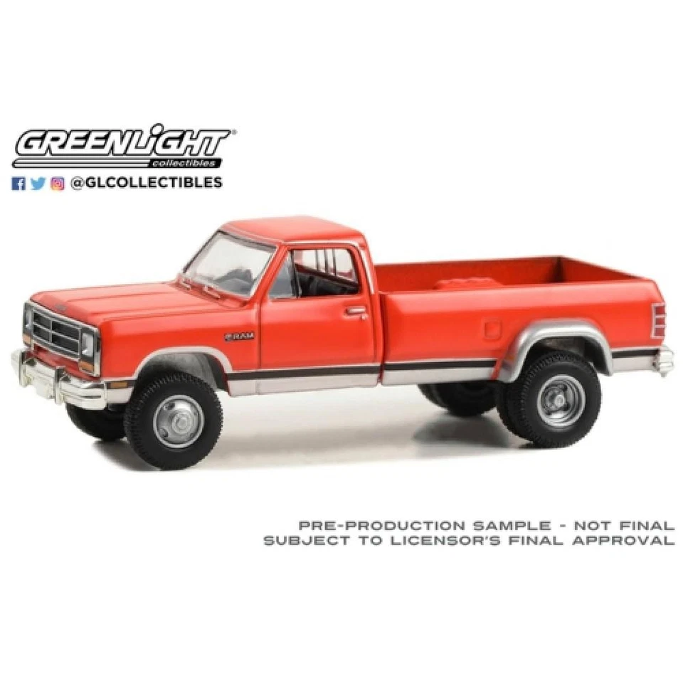 Dodge Ram D-350 Dually 1989 Rouge Et Argent 1:64 Échelle Greenlight 46130B - Photo 1/1