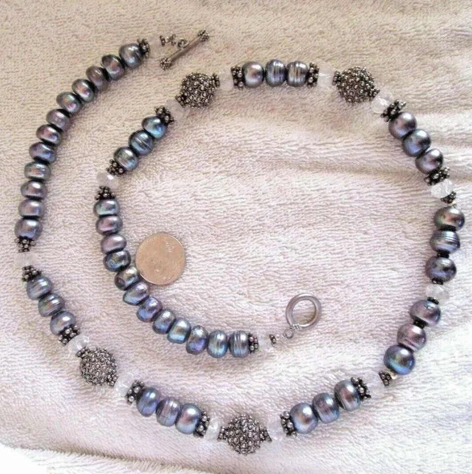 Colar longo Amy Kahn Russell cinza pérola facetada quartzo e esterlina 11,5 mm - Imagem 4 de 4