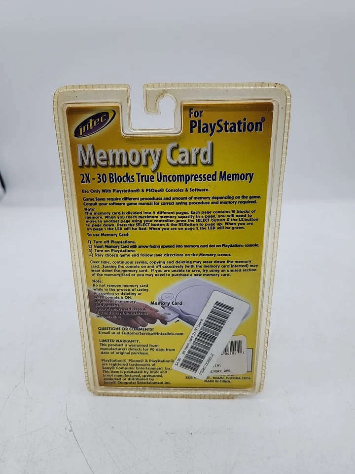 intec Memory Card for PlayStation 1 2X-30 Blocks True Uncompressed Memory New - Image 2 of 2