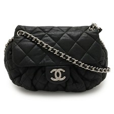 Chanel Matelassé Chain Around Lambskin Shoulder Bag Women Black One Size