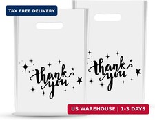 Liwidon 100 PCS White Thank You Bags with Handles, 12 x 15 Inches Bulk Shopping