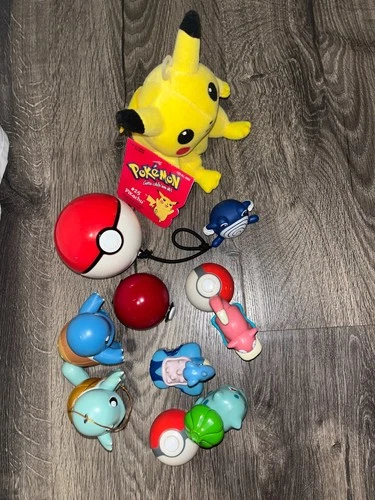1990's Pokemon Toys - Burger King Launchers, Talking Squirtle, Plush Pikachu