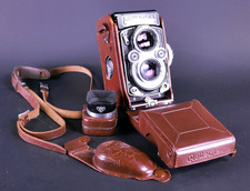 Rolleiflex Xenotar 75mm f3.5 TLR Franke Heidecke Germany w/ Case Hood As Is