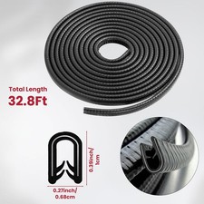 32ft U-shape Car Door Trim Edge Strip Lock Guard Moulding Rubber Seal Protector